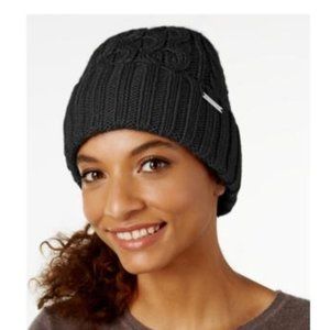 Michael Kors Cable Patchwork Cuff Beanie - Black